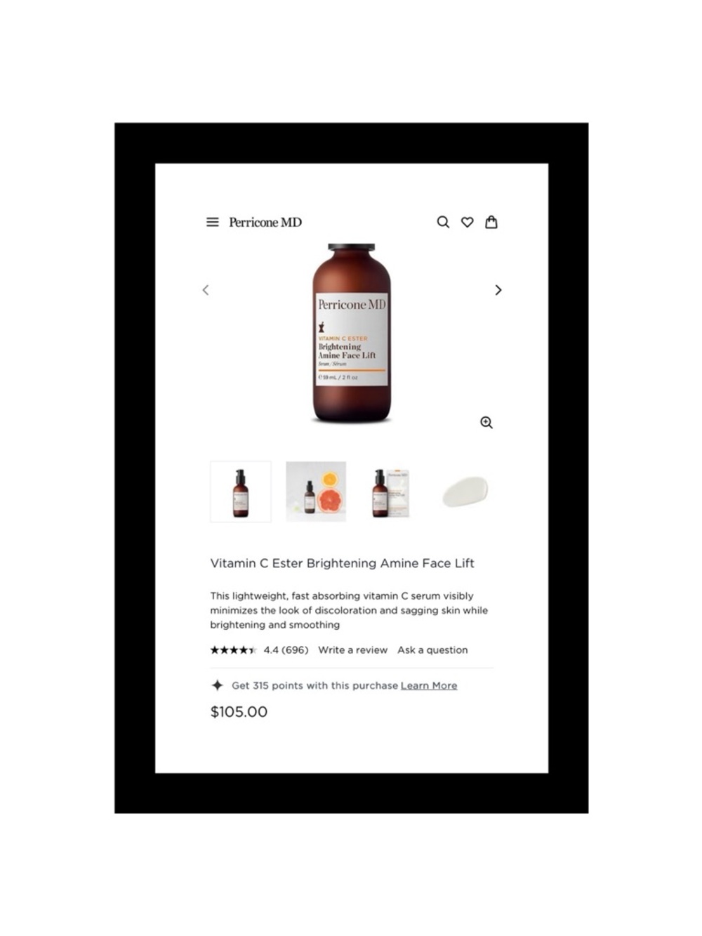 BNIP Perricone MD Vitamin C Ester Brightening Amine Face Lift